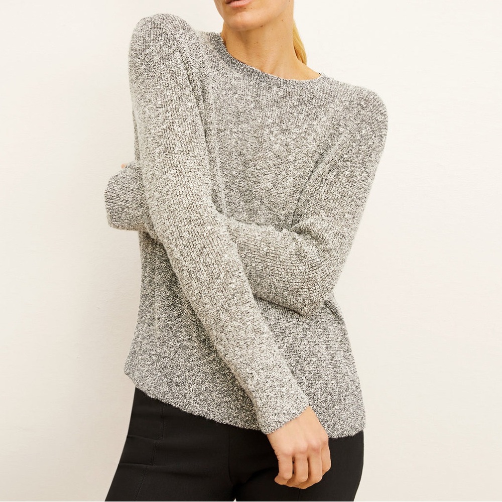 MM Lafleur The Butler Sweater Knit Boucle Blue White Long Sleeve Women’s Large